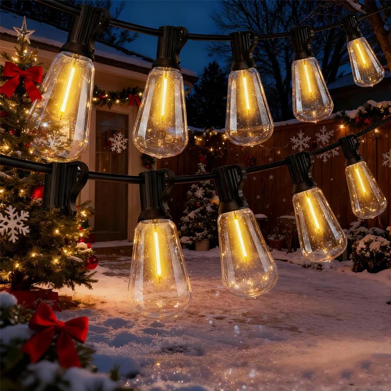 Luci da giardino a LED per esterni Luci da esterno impermeabili Dimmerabile ST38 Lampadina infrangibile per decorazioni per feste di Natale nel cortile