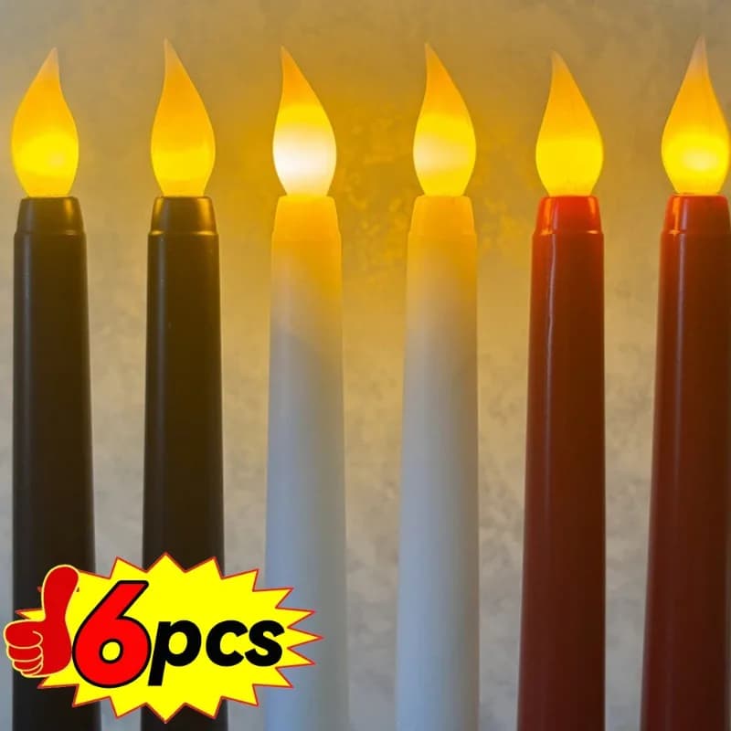 3/6 pezzi candele elettroniche senza fiamma a LED alimentate a batteria conico a lume di candela lungo per la decorazione domestica di matrimoni per feste lampada lampeggiante