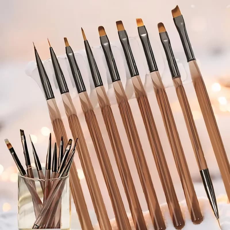 LINMANDA 9 pezzi pennello per unghie fodera penna per pittura manicure pennello da disegno acrilico per nail art design unghie punta display strumento di pittura