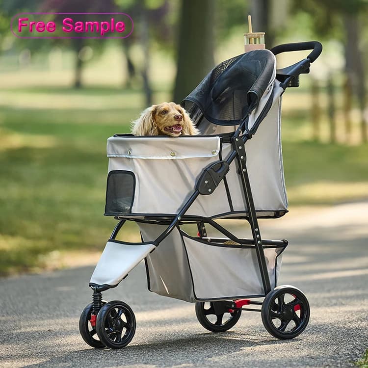 Passeggino con Tavolino Economico a 3 Ruote Piccolo Medio Grande Due Trasportini per Gatti Carrello per Animali Domestici Passeggino per Cani