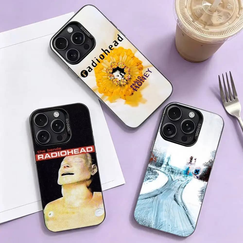 r-Radiohead Band Album Cover Phone Case For iPhone 17,16,15,14,13,12,11 Plus,Pro Max,XS,Colored Silver Plated Inside Cover