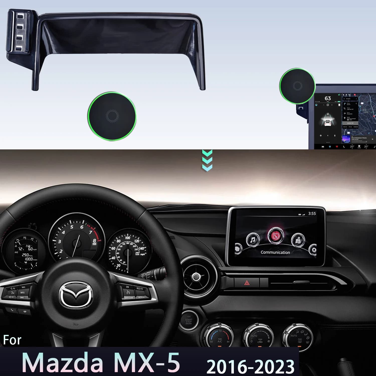 Per Mazda MX5 MX-5 ND 2016-2021 2022 2023 supporto per telefono da auto schermo Base fissa supporto di ricarica Wireless magnetico per auto MagSafe per auto