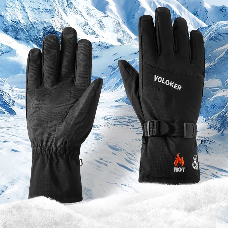 Guanti da sci caldi con fodera in pile per uomo, impermeabili, spessi e resistenti, adatti per ciclismo e attività all'aperto.