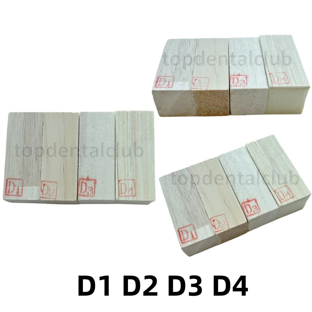 4 pezzi di studio dentale mascella osso replica modello di pratica blocchi di legno GBR/uso vegetale D1-D4
