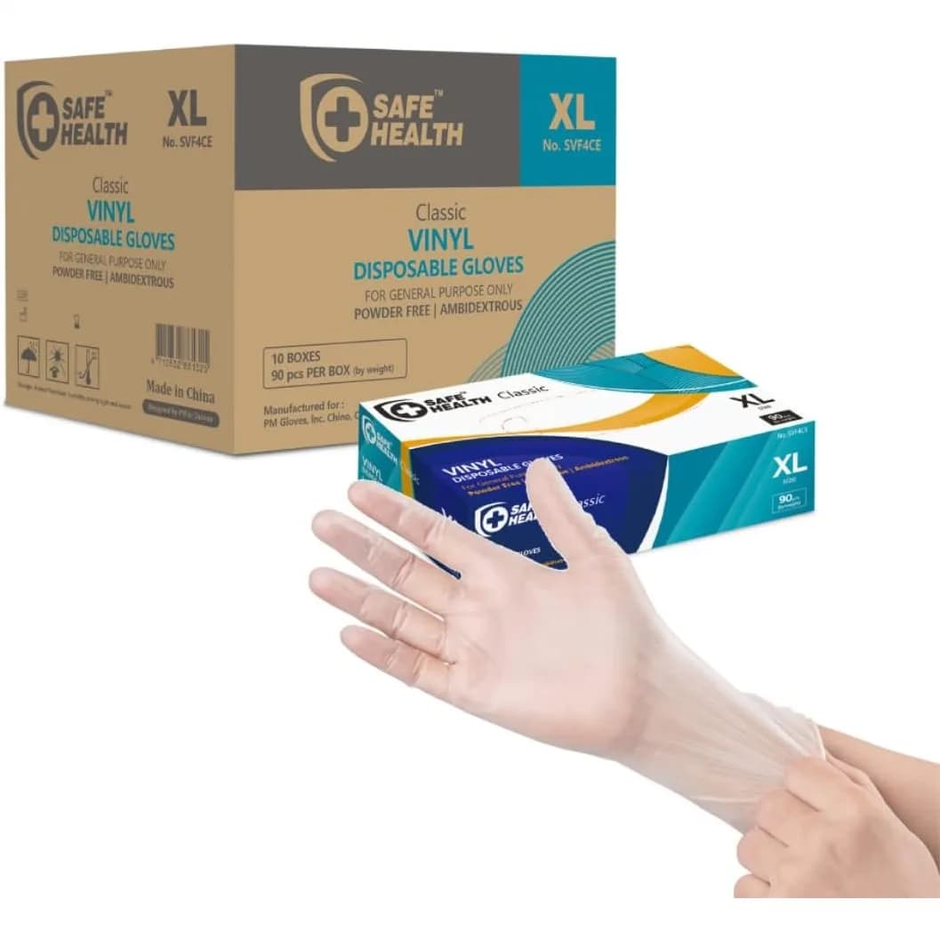 Guanti in Vinile Monouso, per Alimenti, Senza Lattice, Senza Polvere, Trasparenti, 3 Mil, per Pulizie e Lavori Domestici