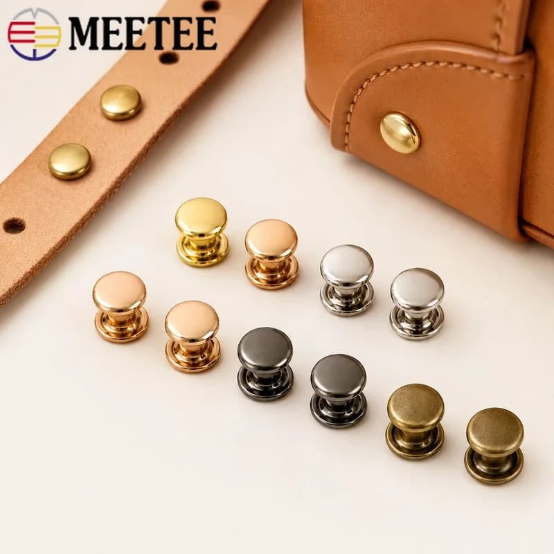 100Sets 6-10x6-12mm Metal Double Cap Rivets Round Nail Studs for Leather Bags Garment Press Snap Buttons Craft Decor Accessories