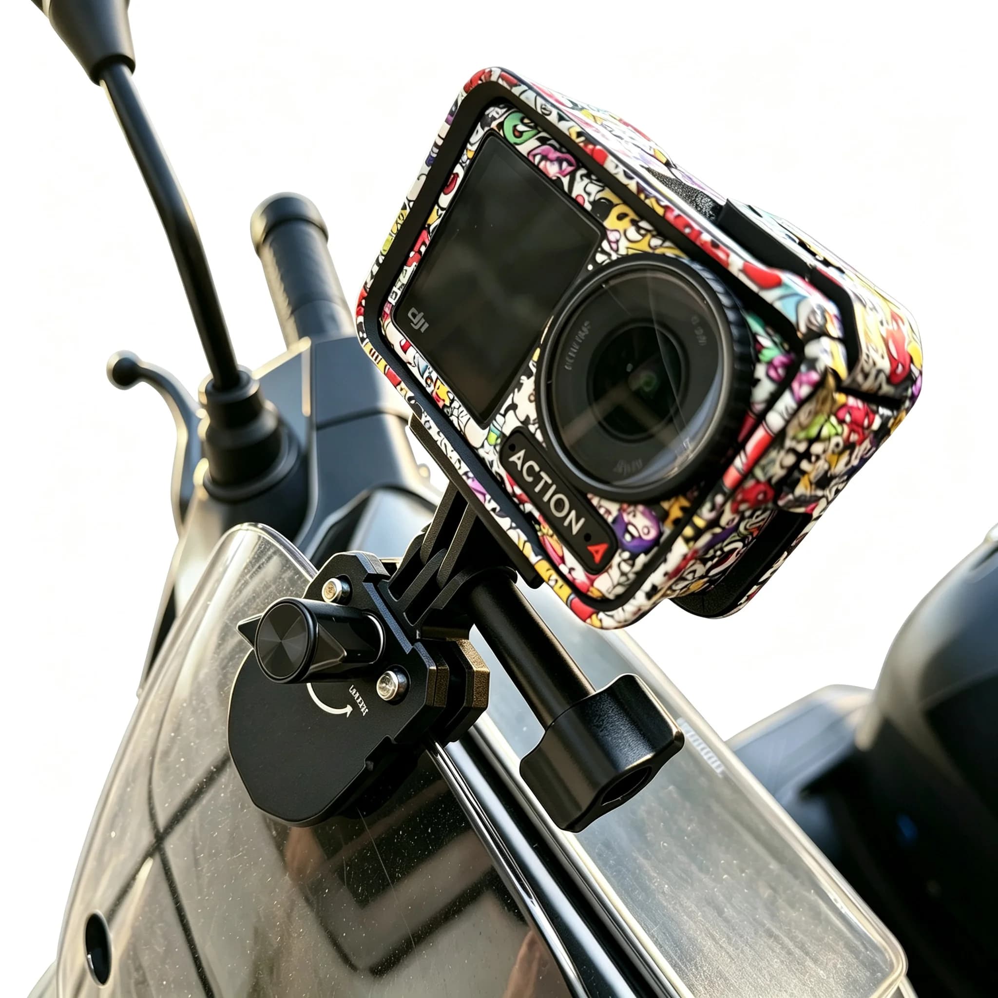 Supporto a Clip per Parabrezza Moto in Lega di Alluminio per Insta360 X4 Ace Pro 2 DJI Action 5 Pro 4 3 GoPro 13 12 Accessori per Fotocamera
