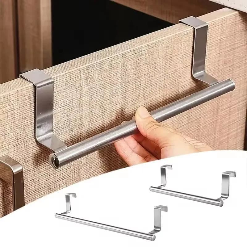 1/2/3/5pcs Stainless steel bathroom kitchen cabinet towel rag rack over door towel bar hanger rack hanger hanger