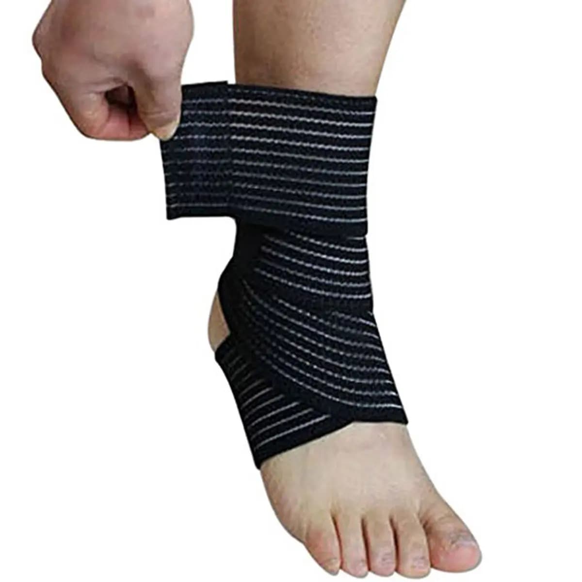 Fascia Elastica Traspirante Nera per Supporto Caviglia, Benda Protettiva per Corsa, Esercizio e Sport, Prevenzione Dolore e Lesioni