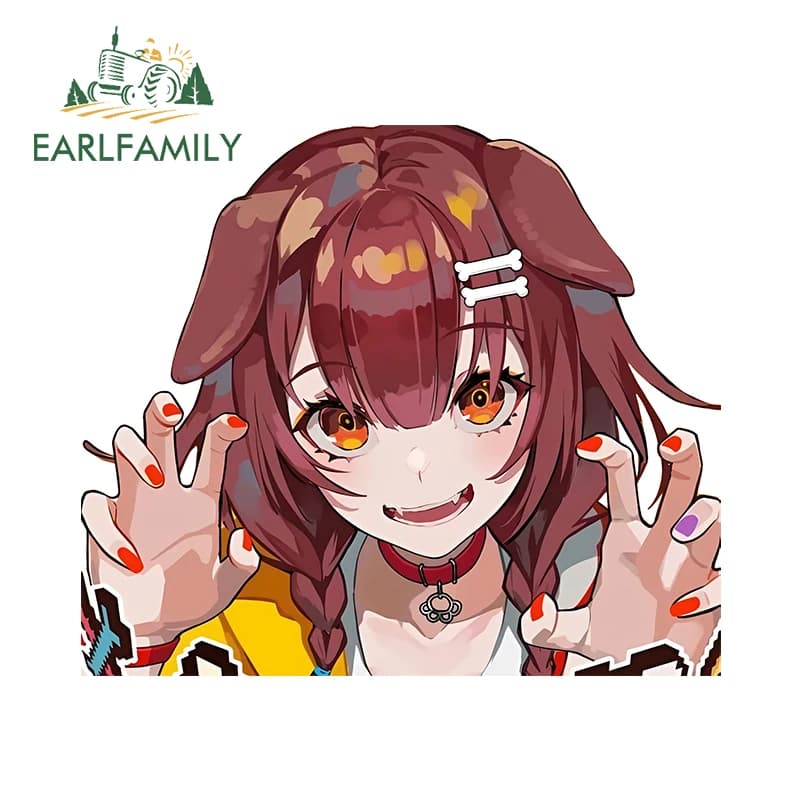EARLFAMILY Hololive Peek Car Stickers Kawaii Half Head Captivating rear windscreen decal suitable for fishing gear box