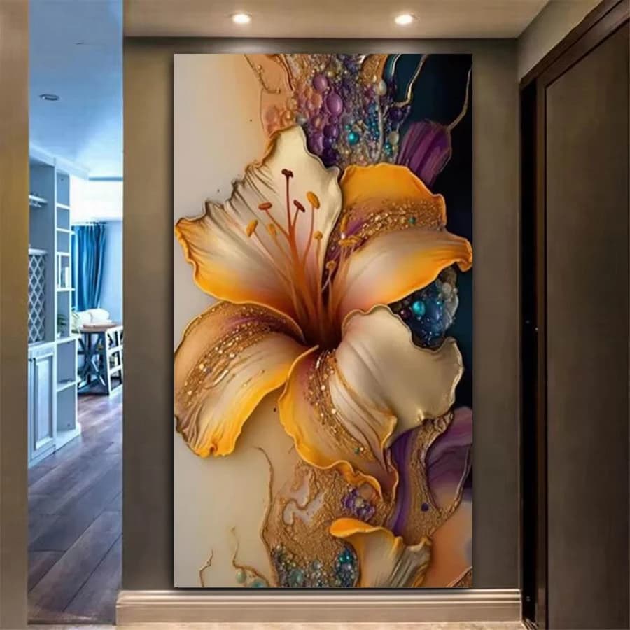 1pc frameless Large Size Diy Diamond Art Painting Kits Flower Full Drill Mosaic Embroidery Floral Jewelry Cross Stitch Picture