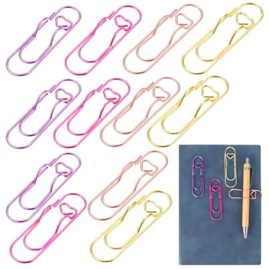 12pcs Metal Pen Clips for Notebook Portable Pen Holder Clip for Notebooks, Books Journals and Planners School Office Supplies