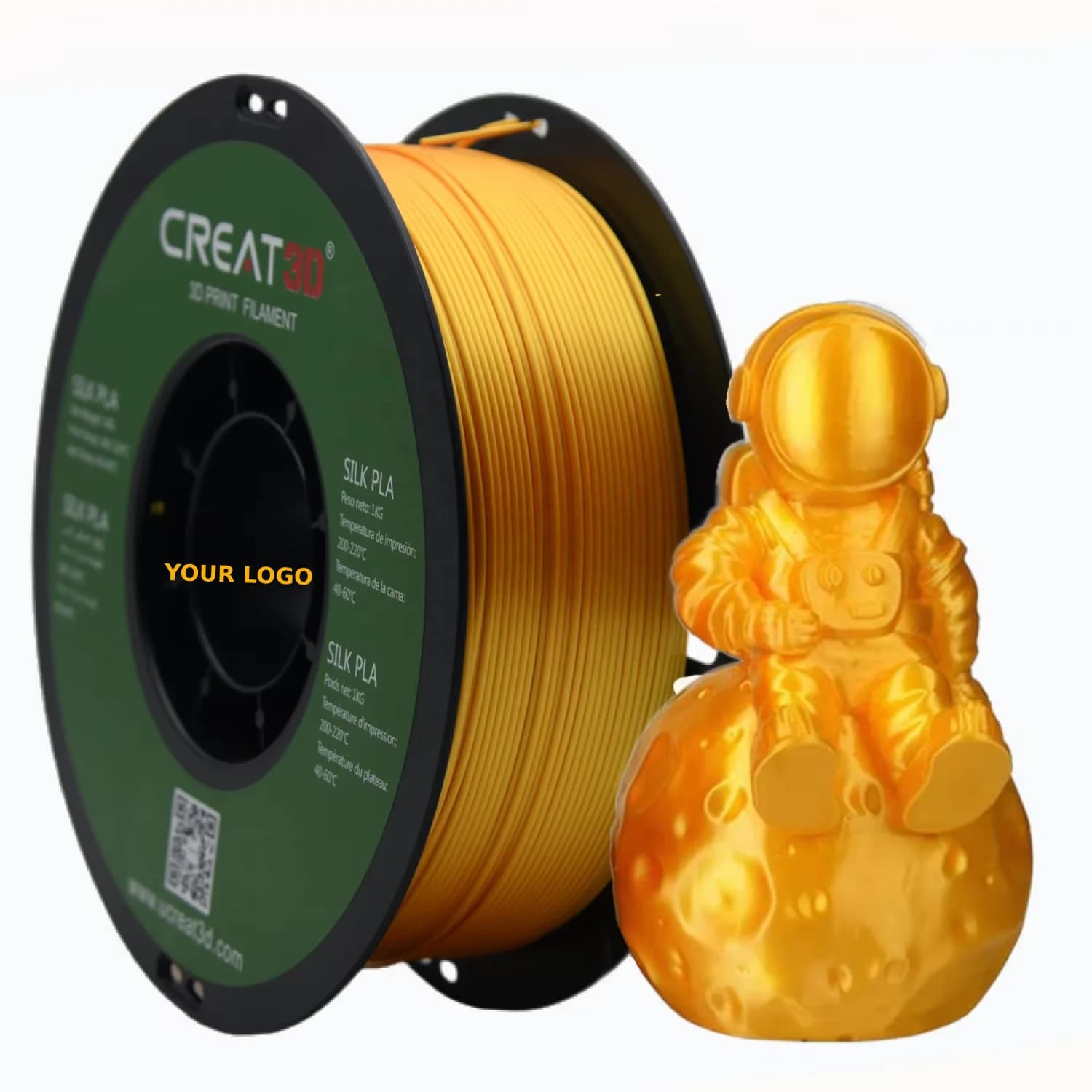 Filament PLA Silk Creat3D for 3D Printing, 1.75mm 1kg/bobin, Polished Silk Effect