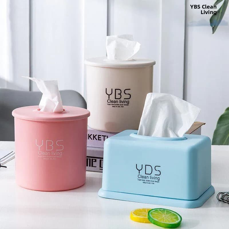 round Toilet Paper Holder Box Home Living Room Desktop Roll Paper Box Cylinder Paper Box Bucket Plastic Material European Style
