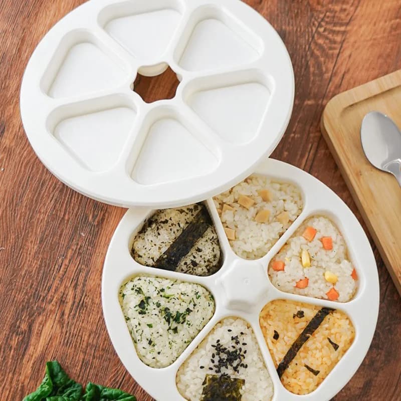 6 in 1 Scatola per sushi Stampo Onigiri Triangolo Stampo per sushi Stampo per palline di riso Pressa per riporre sushi Pranzo Bento