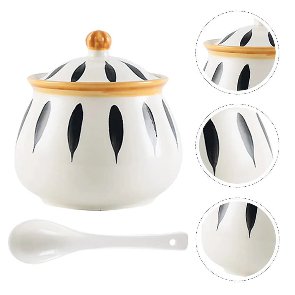Set di 1 Barattolo per Spezie in Ceramica, Facile da Pulire, Contenitore Ermetico per Conservazione di Condimenti in Cucina, Set di Utensili per Cucinare