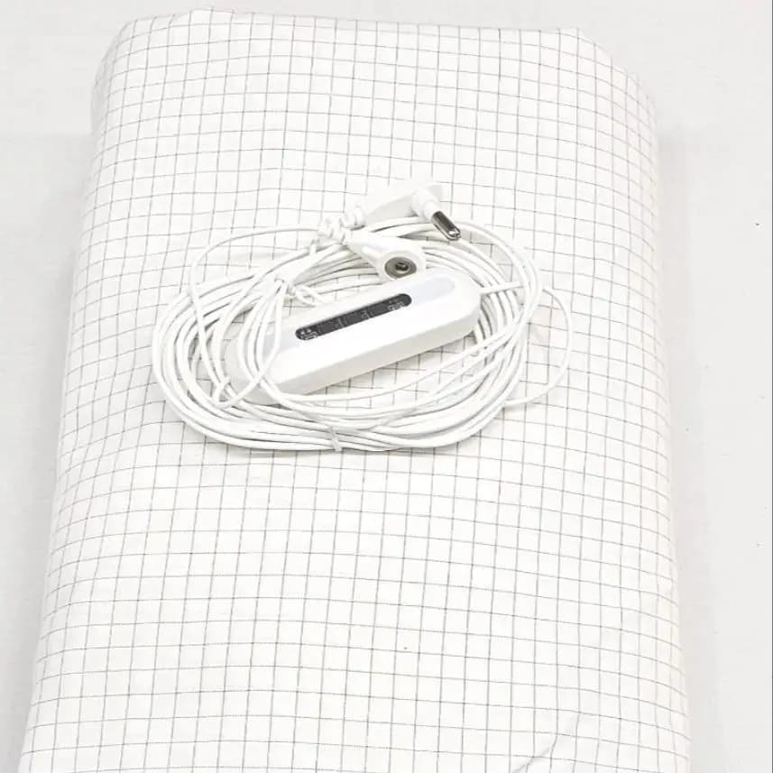 Earthing sheet 10% Silver Fiber bed sheet with natural cotton antibacterial wellness health Color White Square Grid
