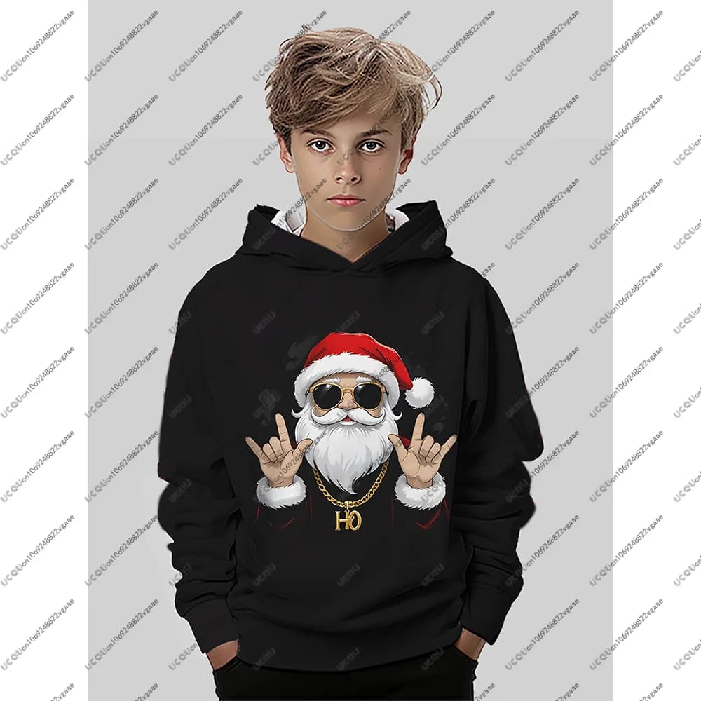 Men Kids Gift Top Tee Boys Autumn Casual Pullover T Shirt Sportswear Christmas Santa Claus Fashion Long Sleeved Hoodie Calda