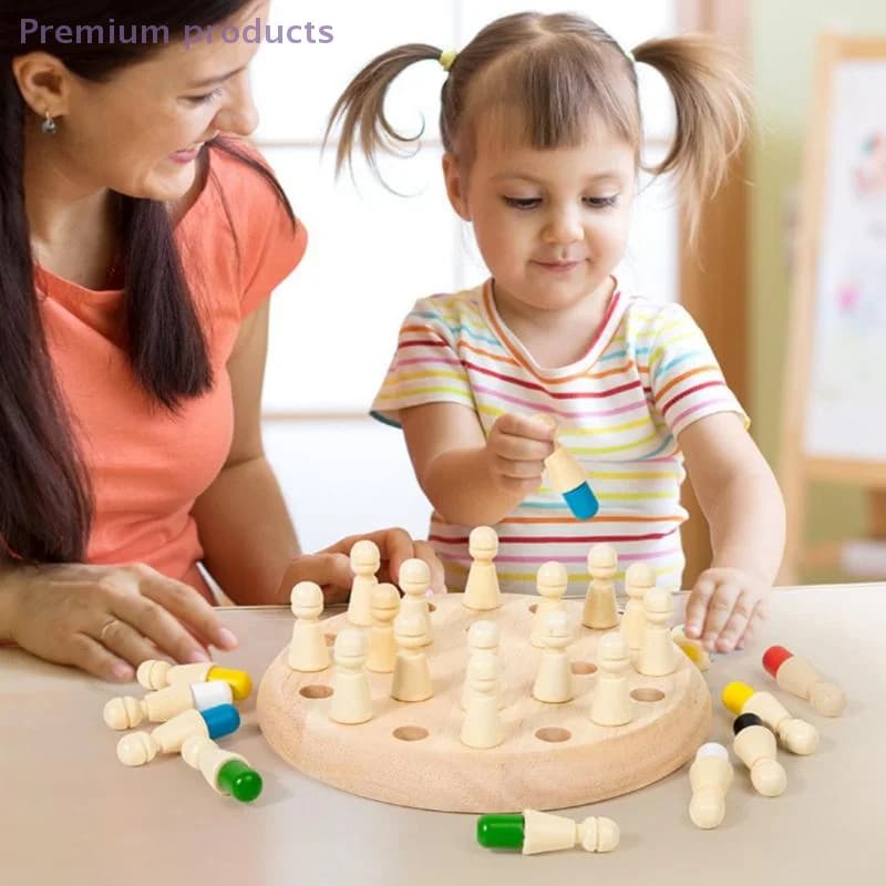 1 Set Gioco da tavolo per scacchi con memoria in legno per bambini Partita Stick Memoria di colore Puzzle coordinati Interazione genitore-figlio Giocattolo educativo