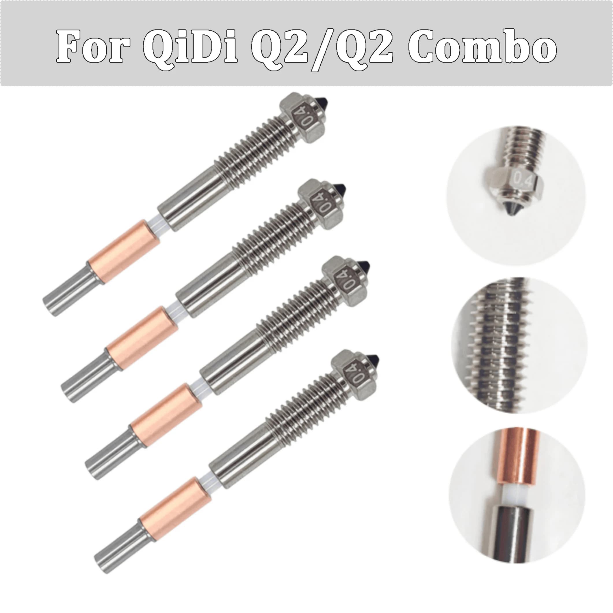 Per QiDi Q2/Q2 Combo: Ugello Bimetallico con Isolamento Ceramico Integrato, Design a Rimozione Rapida, Ugelli Integrati per QIDI Q2