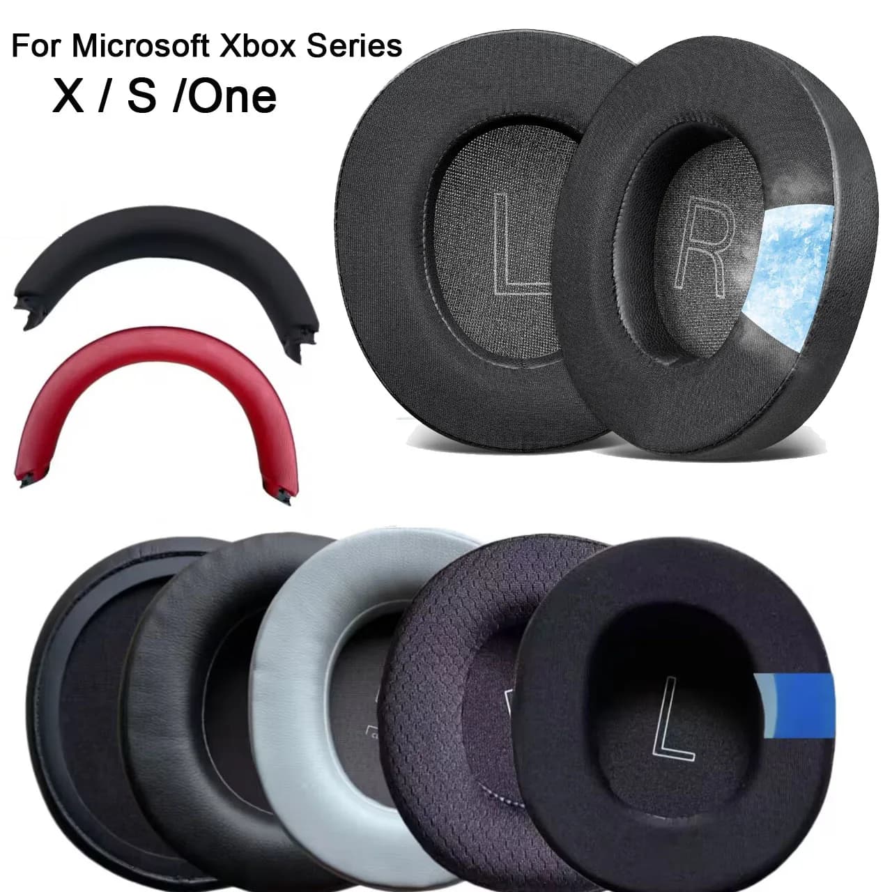 Cuscinetti per cuffie Microsoft Xbox Series X/S One per PC Cuscinetti auricolari in memory foam di ricambio Cuscini Paraorecchie proteico Fascia per capelli