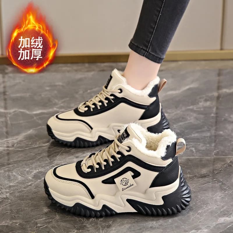 Donna Inverno 2025 Nuove scarpe casual in cotone spesse, calde e antiscivolo con velluto per donna