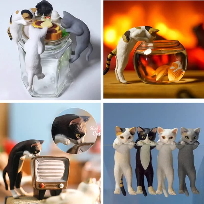 Nuovo See Goldfish Cat Blind Box Cattura pesci Tre fiori Gatto Gatto nero Action Figure Giocattoli alla moda Decorazione del desktop Regali del festival