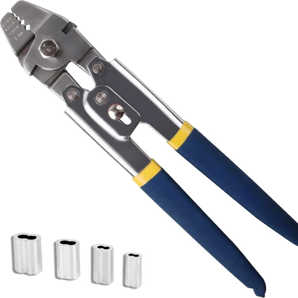 Metal rope crimping clamp Aluminum tips: adds cables up to 2.2 mm for ring sleeves and crimping tool kit