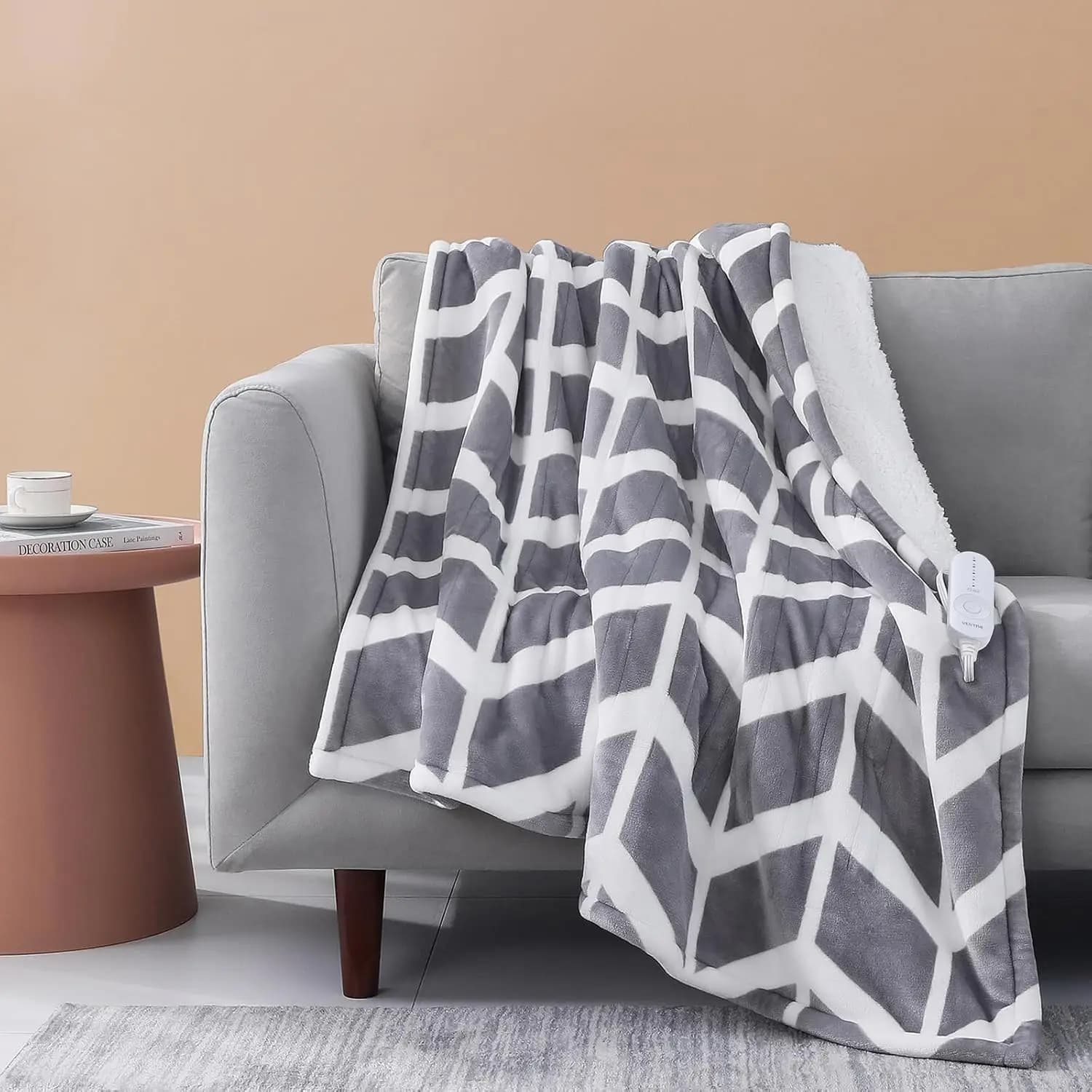 Coperta elettrica riscaldante 50" x 60" con 5 livelli di calore, spegnimento automatico, riscaldamento rapido, certificata ETL e FCC, colore grigio
