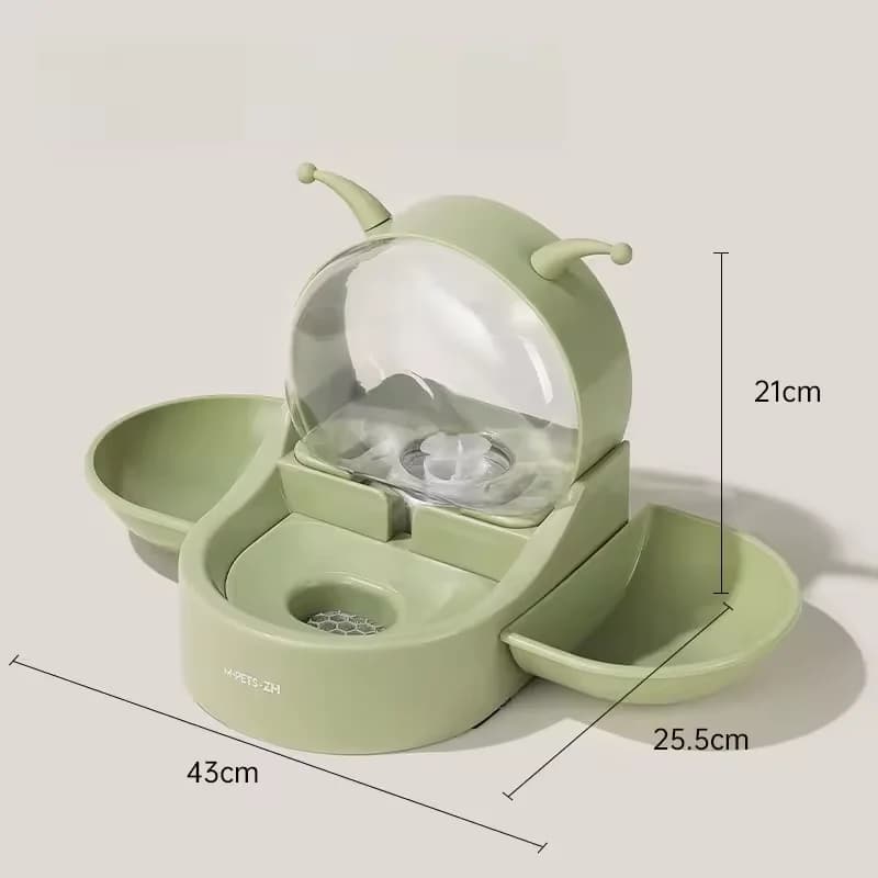 No-Electric Cat Water Fountain Automatic Gravity Pet Water Feeder Bowl 2-in-1 Food Water Dispenser for Dog Cat Food Dispenser