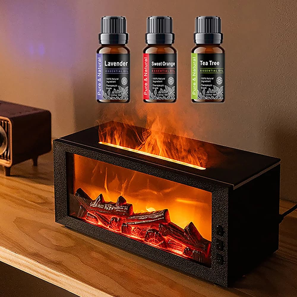 Umidificatore LED simulato fiamma camino aromaterapia macchina RGB atmosfera colorata luce Timming casa umidificatore d'aria con Rem