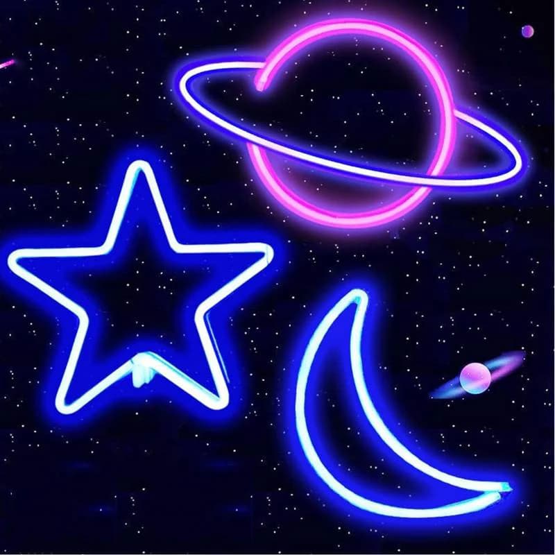 Insegne al Neon Star Moon Earth Planet LED Neon Light per la festa di compleanno matrimonio camera dei bambini decorazione della parete accessorio lampada da tavolo
