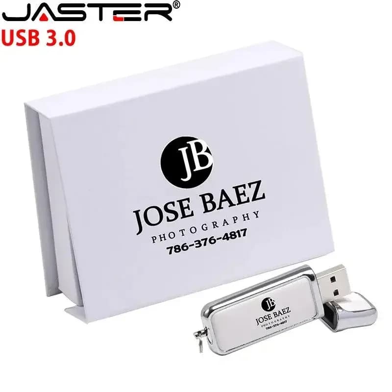 JASTER Chiavetta USB 3.0 in Pelle 128GB con Stampa a Colori, Pen Drive 64GB, Logo Personalizzato Gratuito, Memory Stick 32G, Regalo Aziendale Creativo