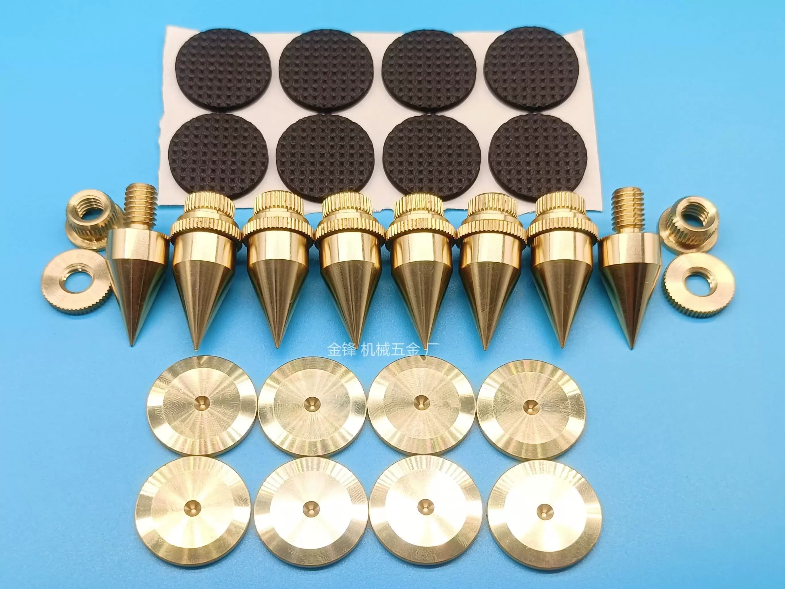 8Sets GHXAMP M8 Brass Isolation Spike Feet & Floor Protector Pads for HiFi Speakers, CD Player, Turntable & Audio Rack