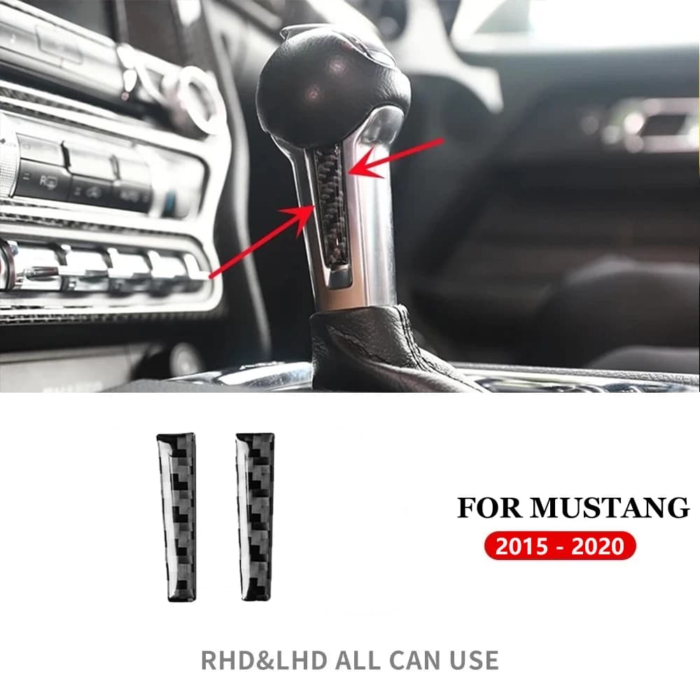 Vera soft carbon fiber interior gear lever for cars both sides coating adhesive coating decal decoration decal for Ford Mustang GT 2015- 2021