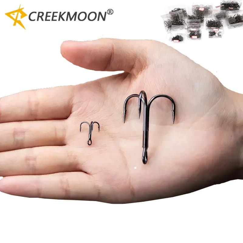 100/50 pcs/box Super Sharp Three Anchor Hook Sea Fishing Treble Barb Stainless Steel Triple Hooks for Jig Carpa Fishing Recalling Equipment