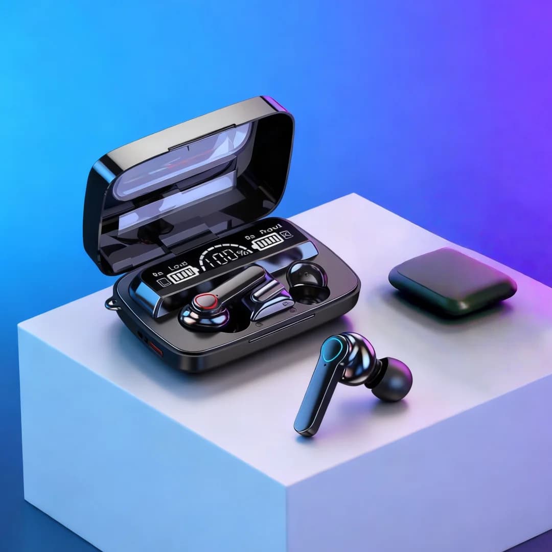 TWS earphones Smart Touch Control Wireless Headphones Compatible with Bluetooth Waterproof LED Display with Mic