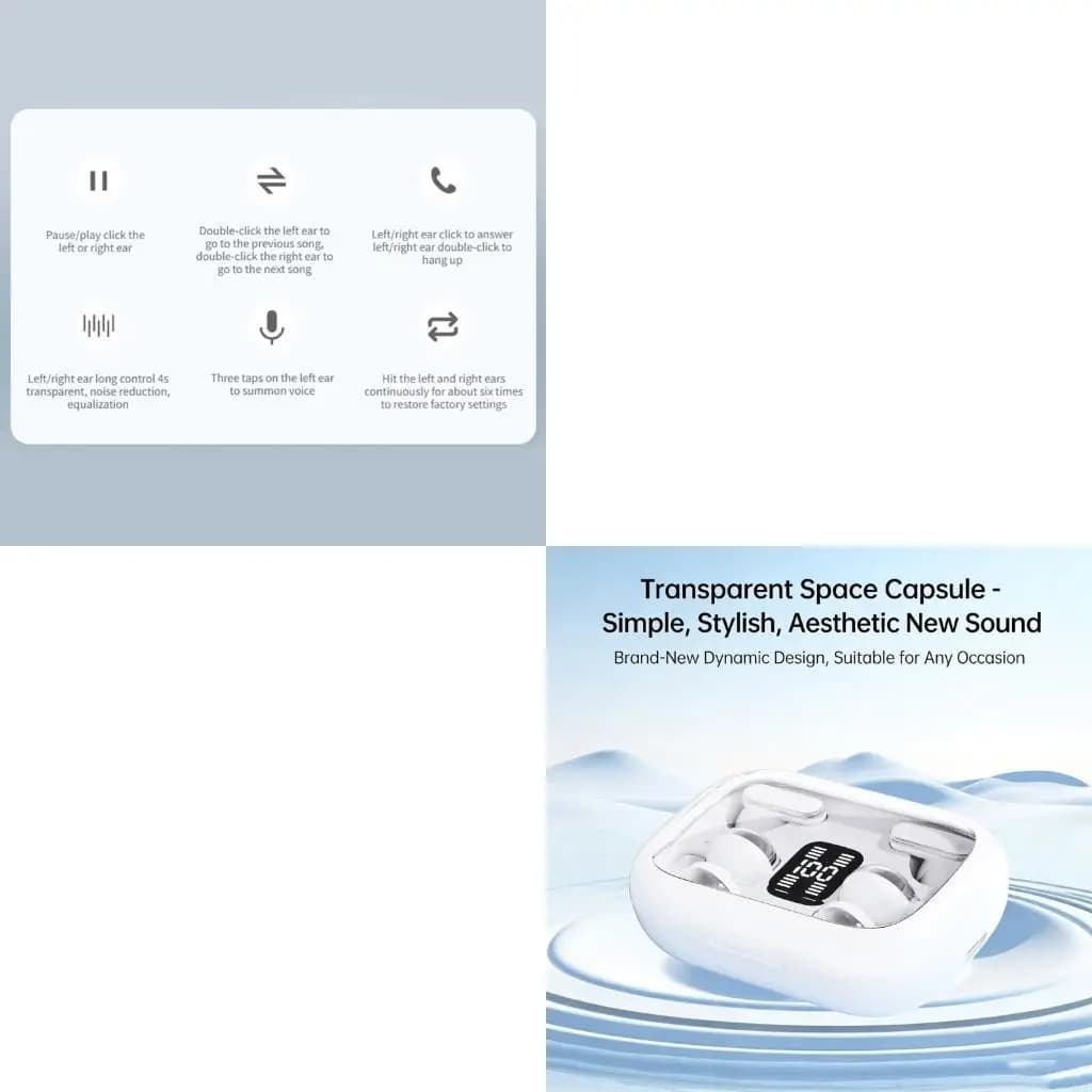 1 light headset, wireless earphones compatible with noise cancellation, battery life