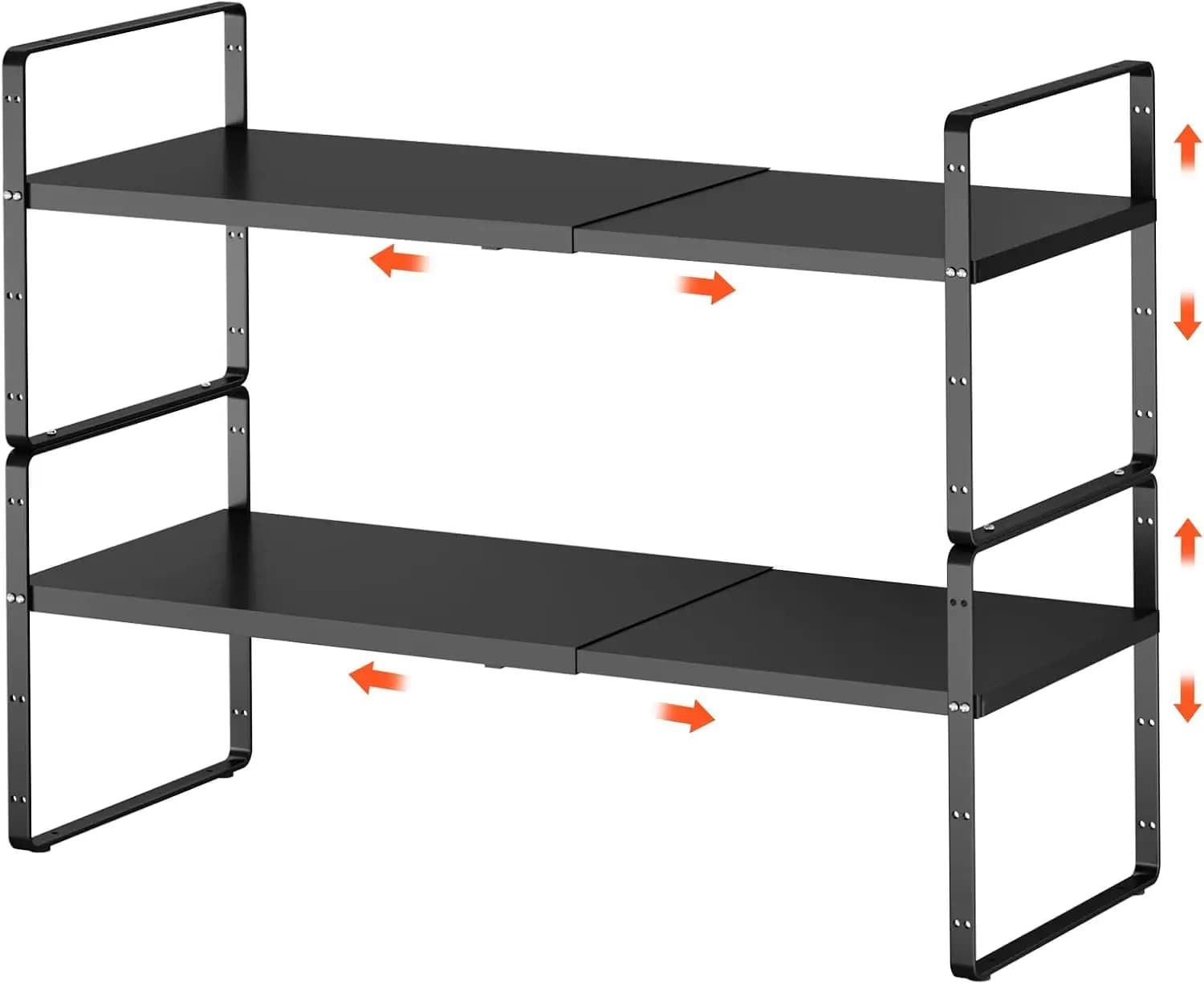 Confezione da 2, organizer da cucina espandibile da 16,5-27''L, organizer con ripiani impilabili, scaffale per spezie regolabile in altezza