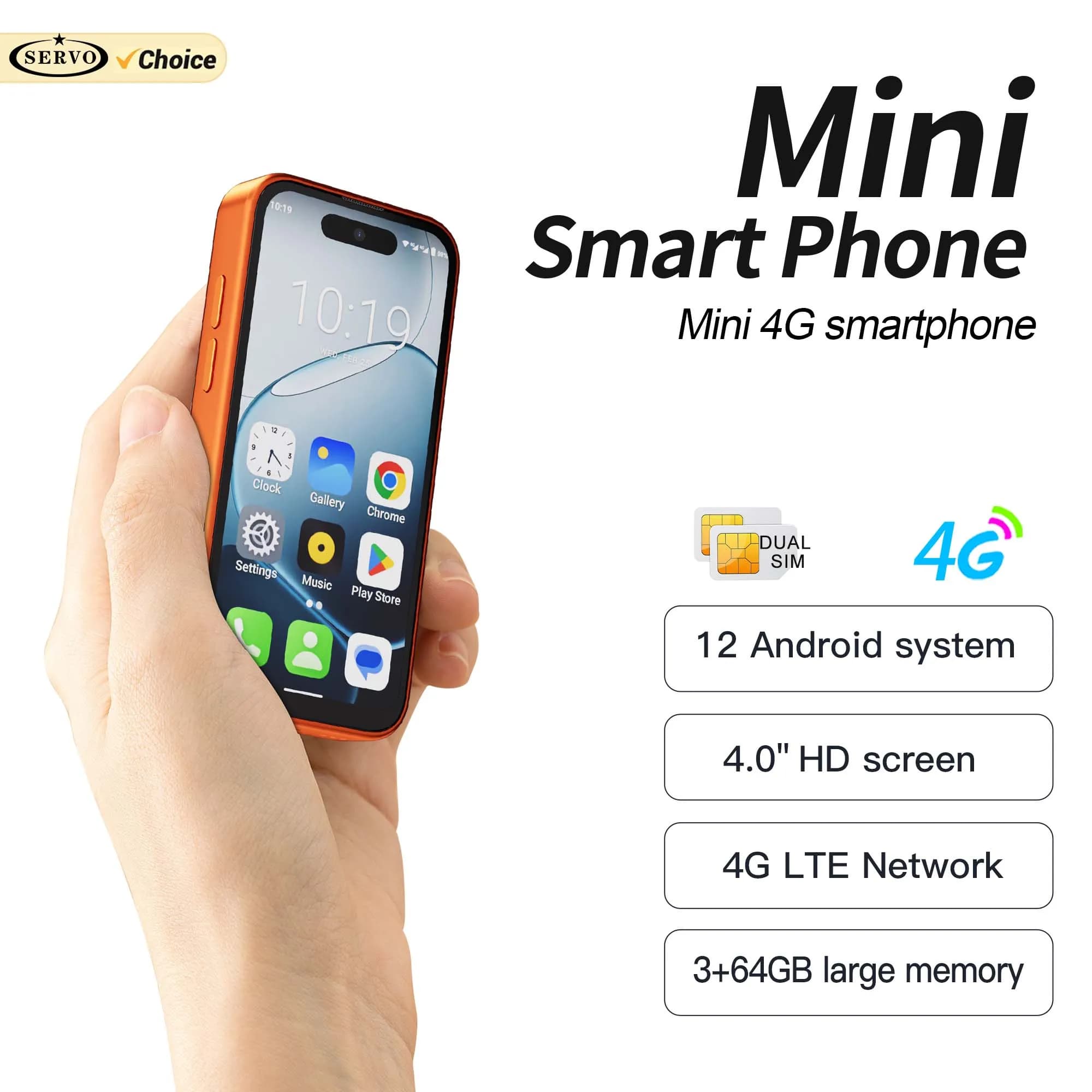 SERVO 17PRO MAX Mini 4G LTE Android 12 Smartphone 4.02 Inch Screen Dual SIM Standby Face Unlock WiFi GPS Play Store Pocket Phone