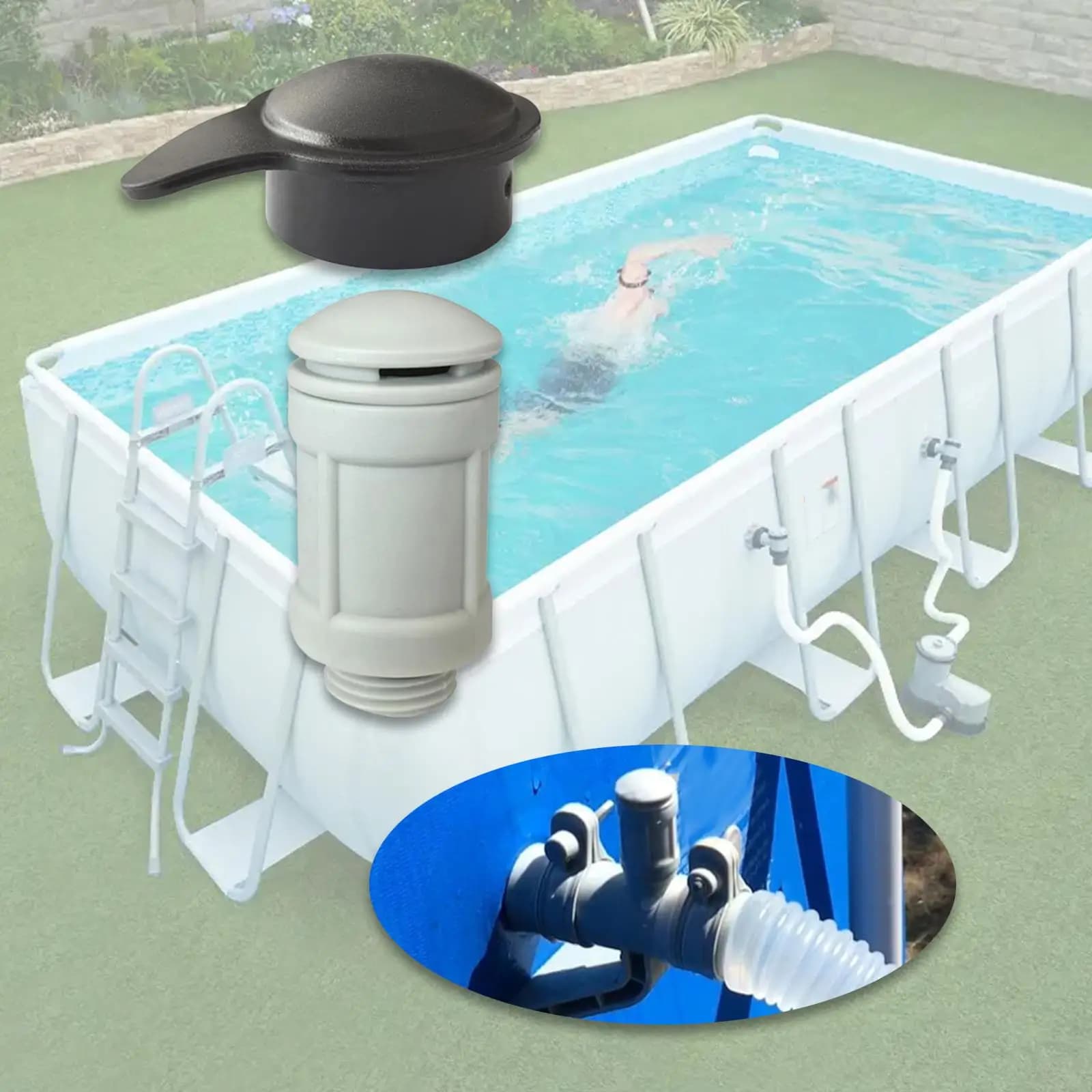 Il tappo della valvola del getto d'aria facile da installare sostituisce direttamente l'adattatore Pezzi di ricambio leggeri per la manutenzione del nuoto domestico nel cortile