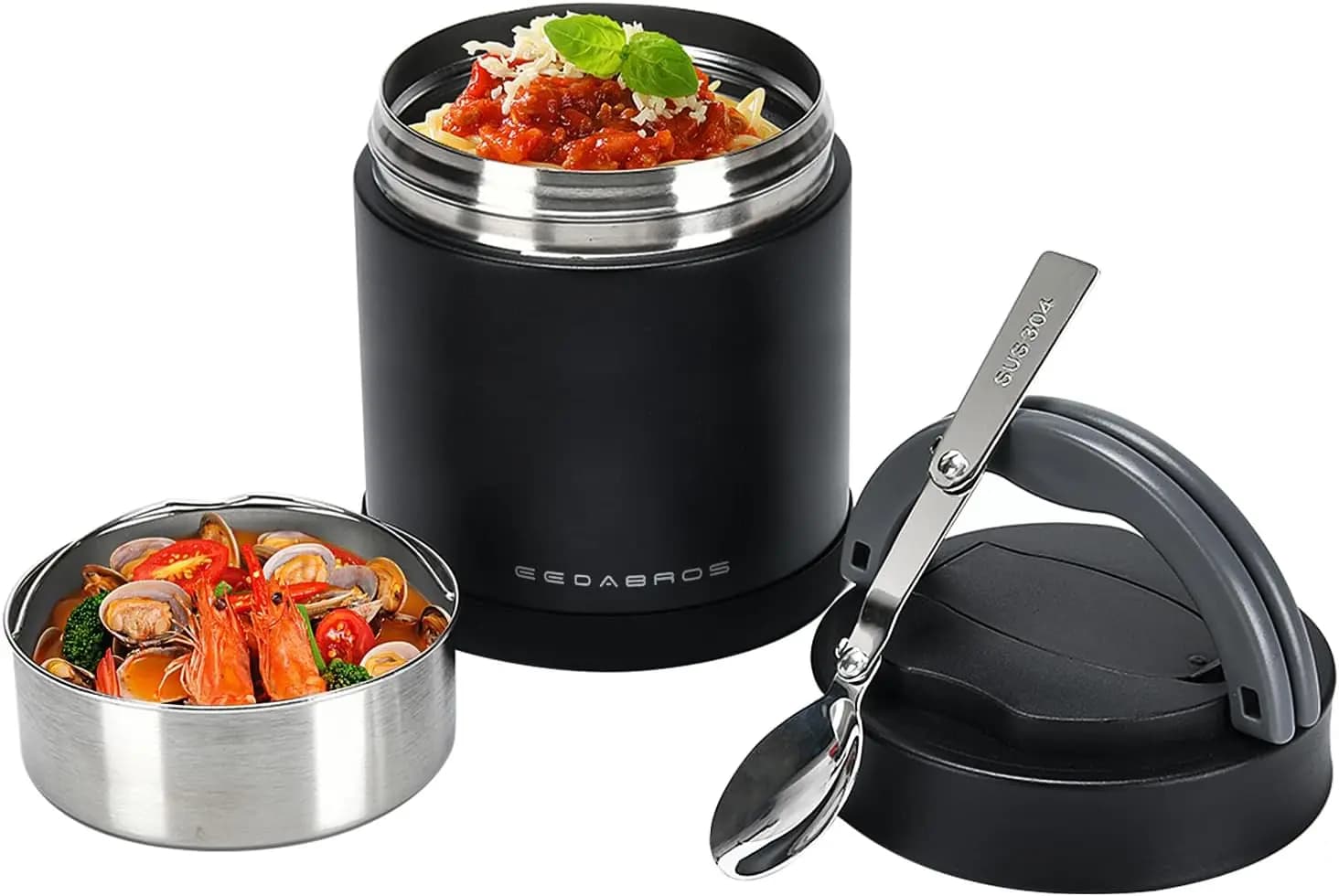 Contenitore Termico per Alimenti da 33,8 oz, Thermos in Acciaio Inox per Cibi Caldi, Contenitore per Pranzo Ermetico con Cucchiaio