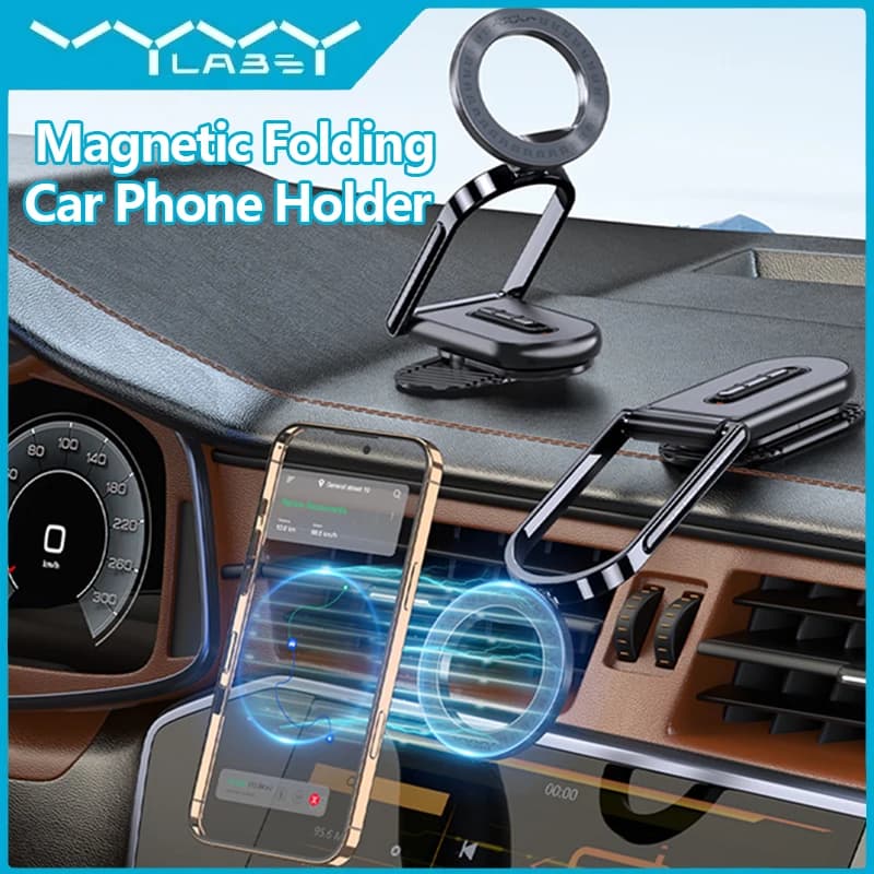 VYVYLABS Supporto per telefono pieghevole magnetico per auto Supporto mobile per auto universale Accessori per auto 360 ° Supporto sottovuoto regolabile per iPhone