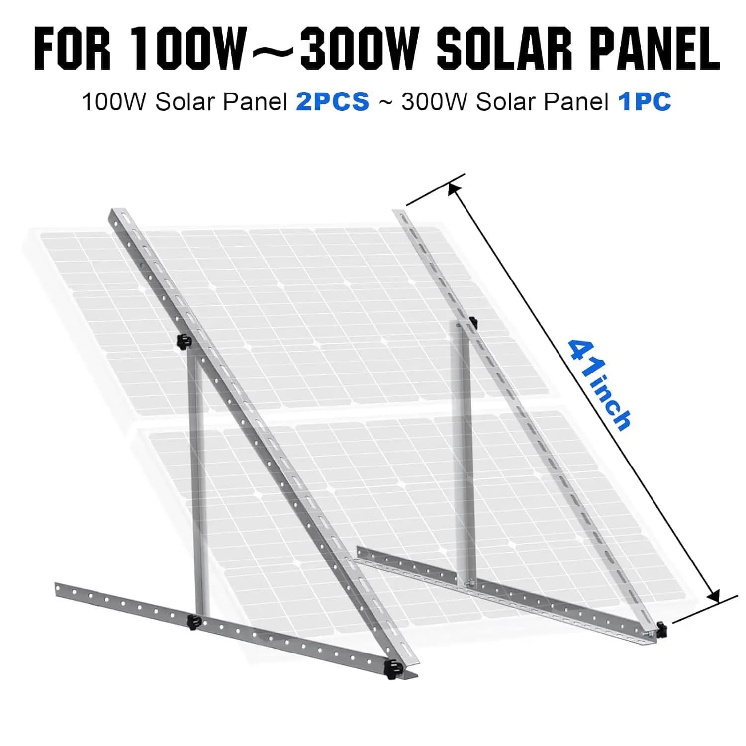 Supporto per Pannello Solare 104cm con Angolo Regolabile 100W-300W, in Lega di Alluminio, per Camper e Yacht su Superficie Piatta