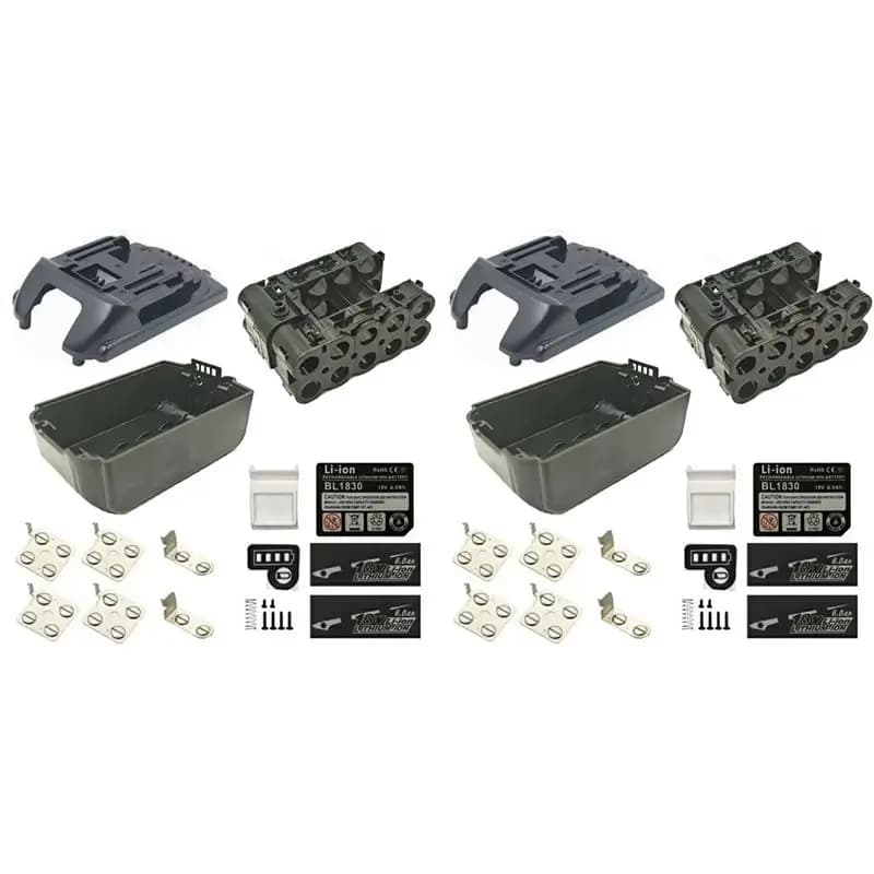 PHILE-2X BL1830B Contenitore per batteria al litio 10X18650 per scatola 18V, guscio superiore e inferiore, alloggiamenti per adesivi LED
