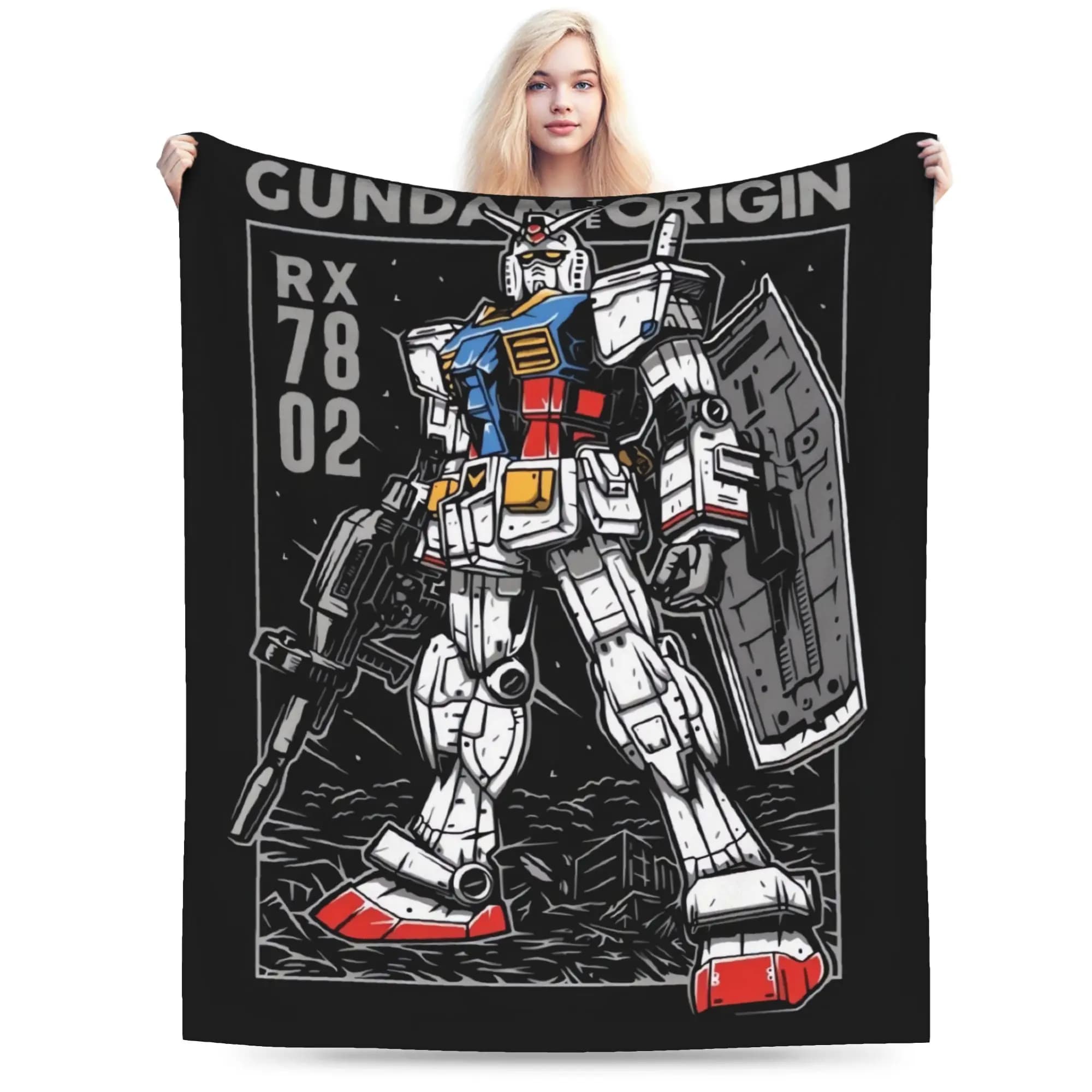 Coperte in flanella Gundam, coperte calde invernali per bambini, copriletto stampato per soggiorno, copriletto per divano