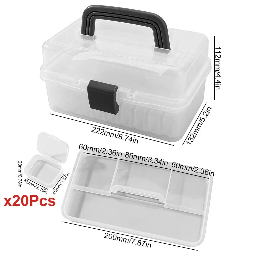 Large Capacity Fuse Beads Organizer Clip Closure with Cover Beads Storage Box Waterproof Multi-functional Jewelry Container