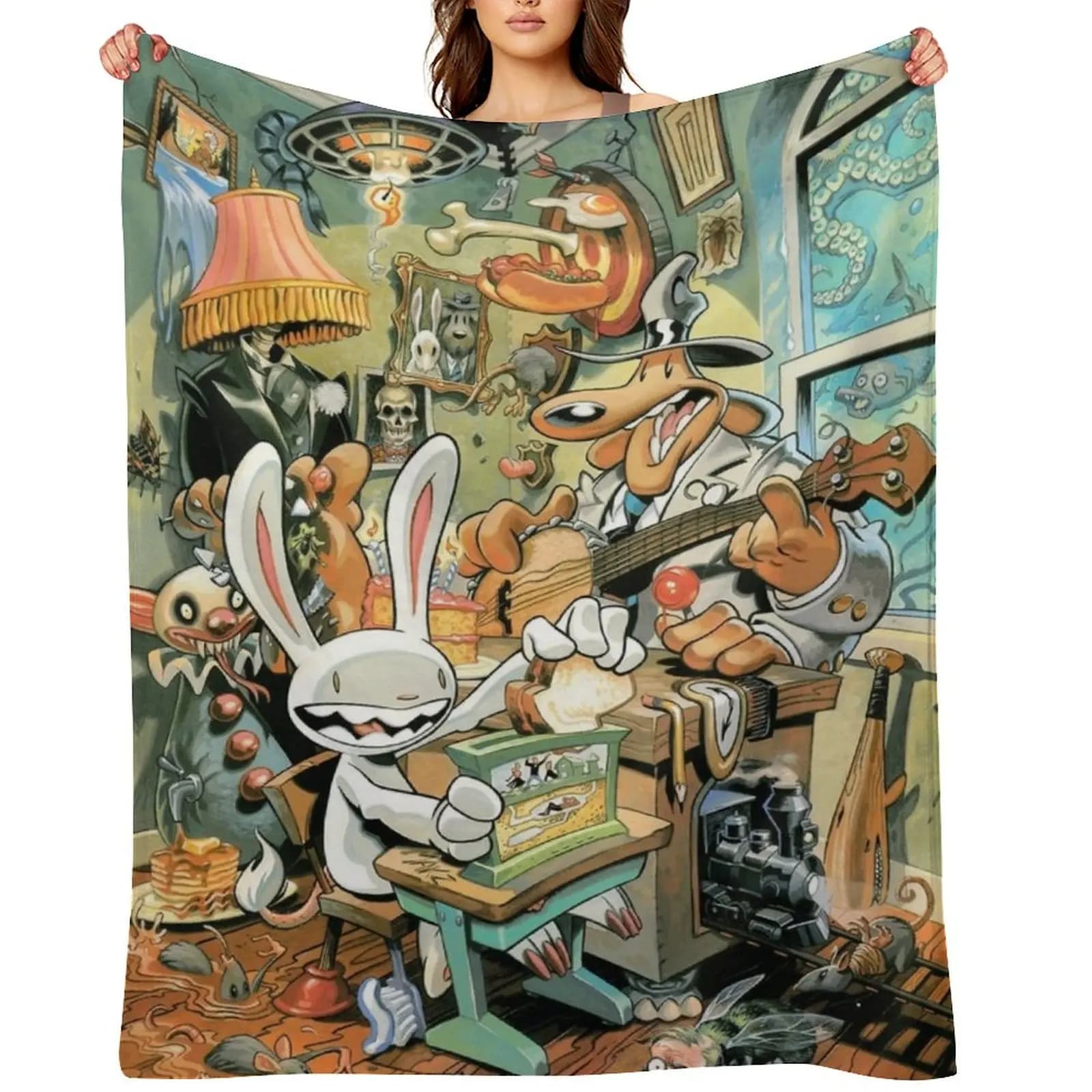 Sam and Max Throw Blanket Sleeping Bag heavy to sleep Warm Beach Blankets