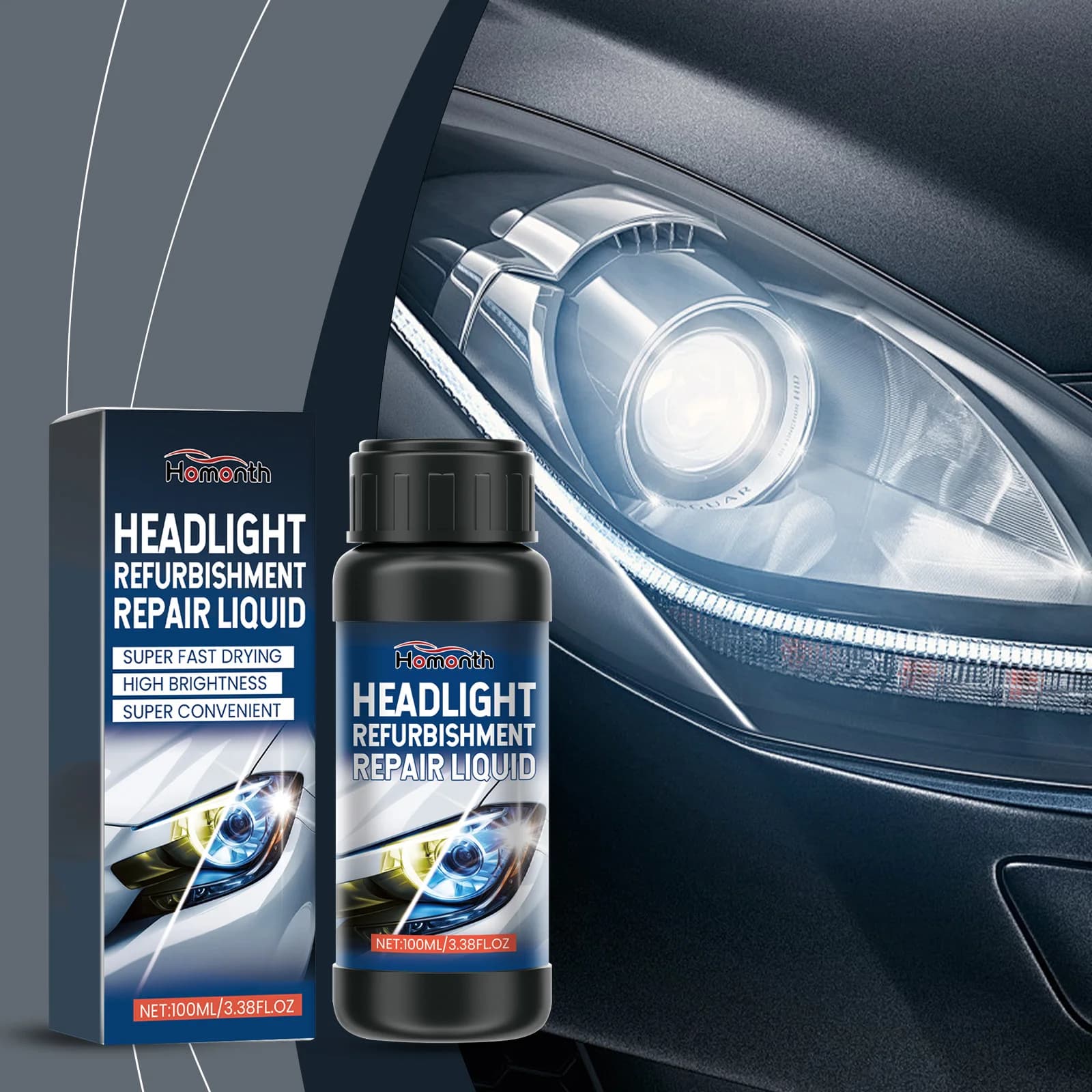 Riparazione fari auto Restauro liquido Lucidatura Rimozione graffi Ristrutturazione fari auto Pulizia Agente lucidante fari auto