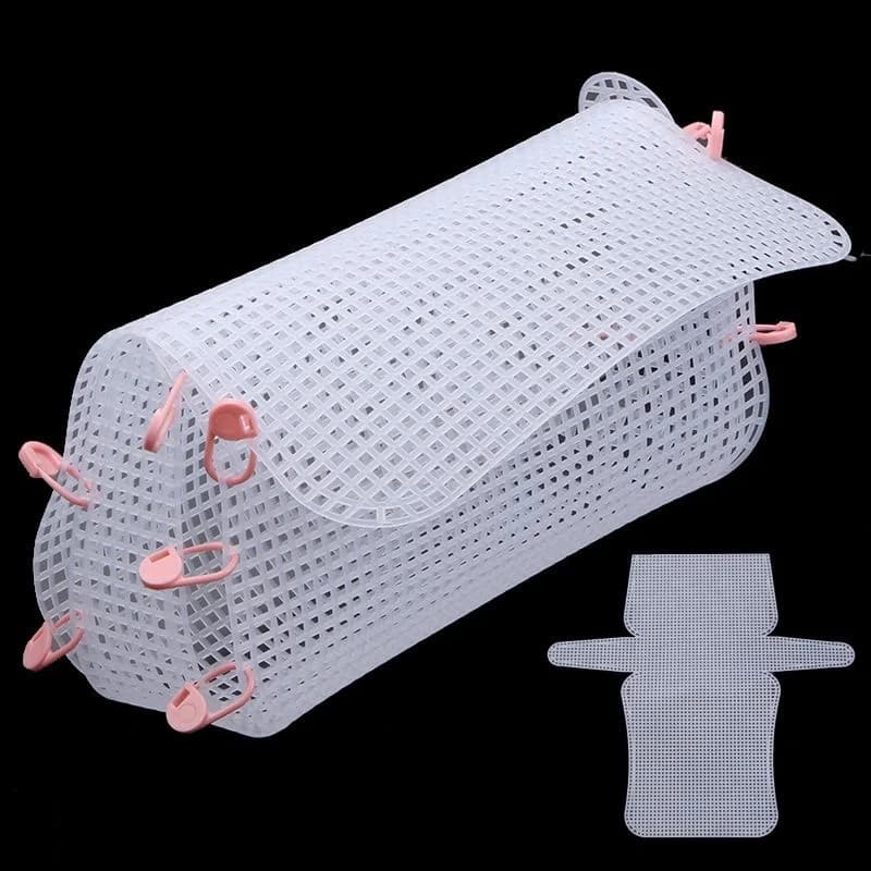Borsa a rete a ferro di cavallo Foglio di plastica a rete per kit di accessori per borse all'uncinetto Borse artigianali fai-da-te Materiale per tessitura Gancio Foglio di plastica